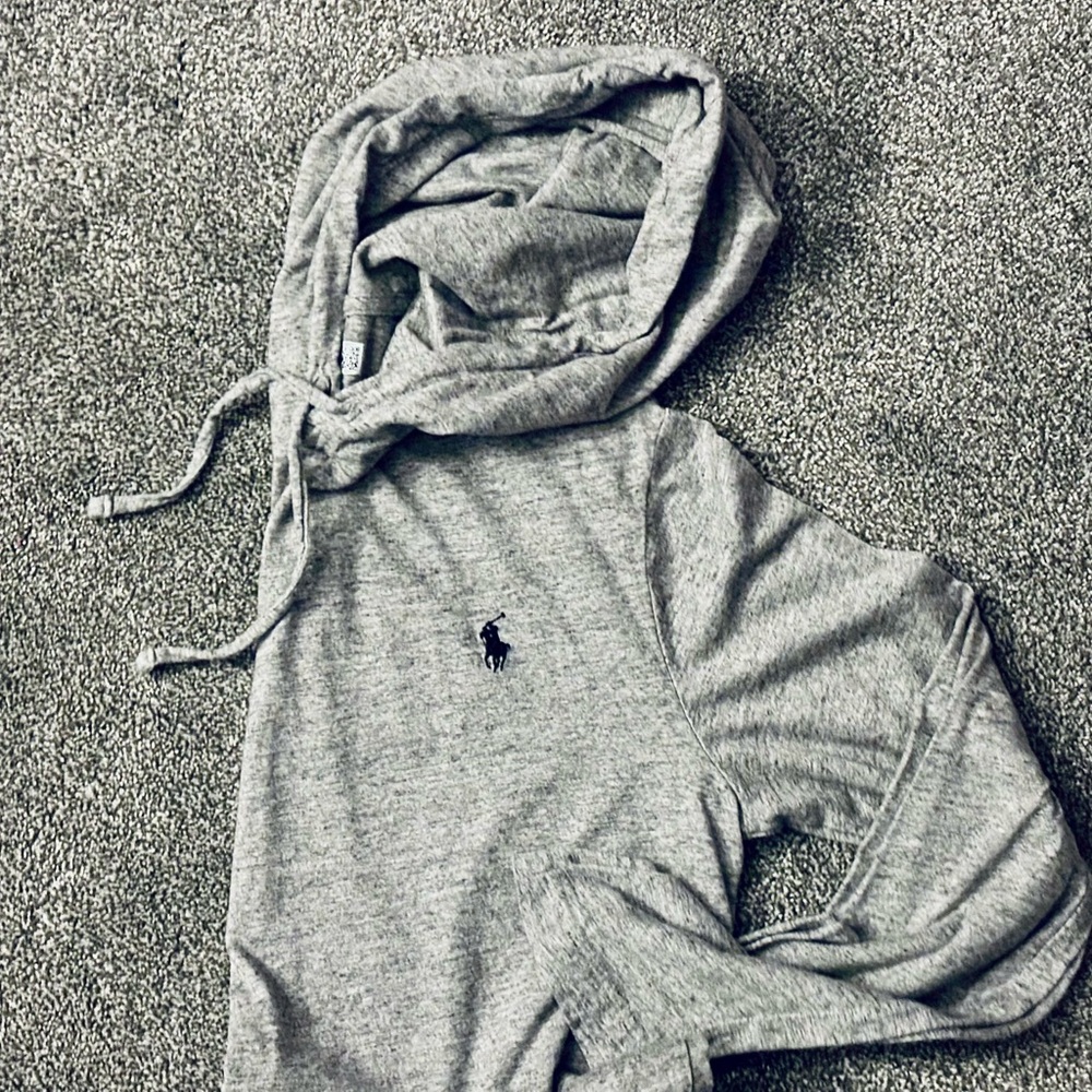 Polo by Ralph Lauren Men's Light Gray Hooded Long Sleeve Tee